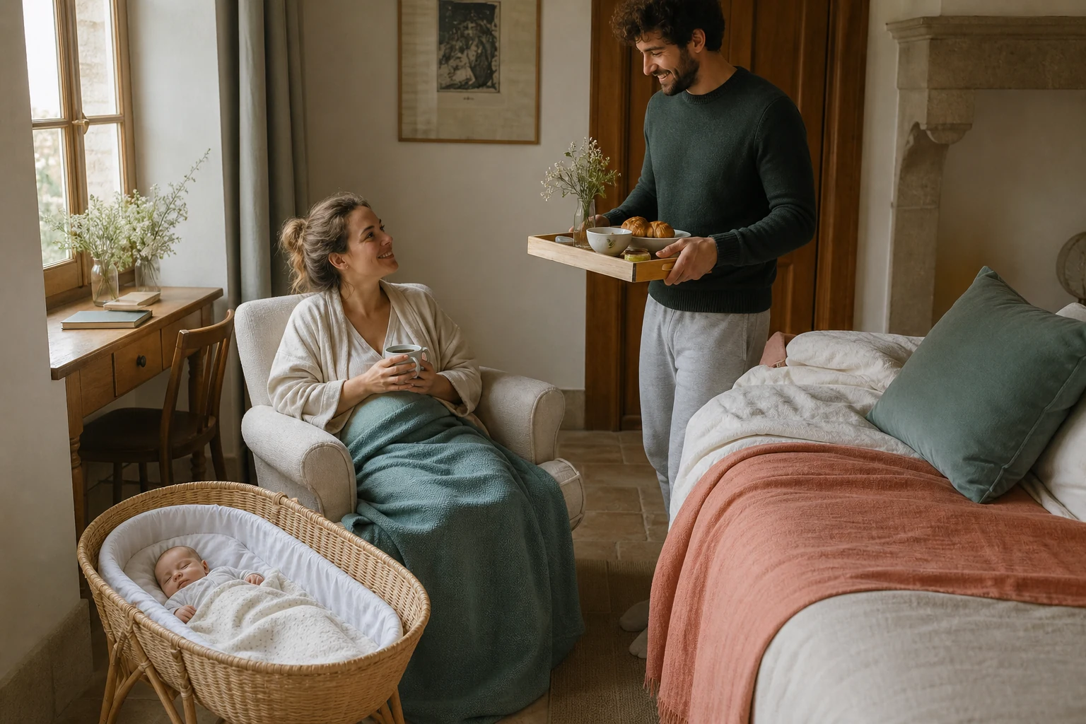 Moment de complicité familiale pendant la retraite